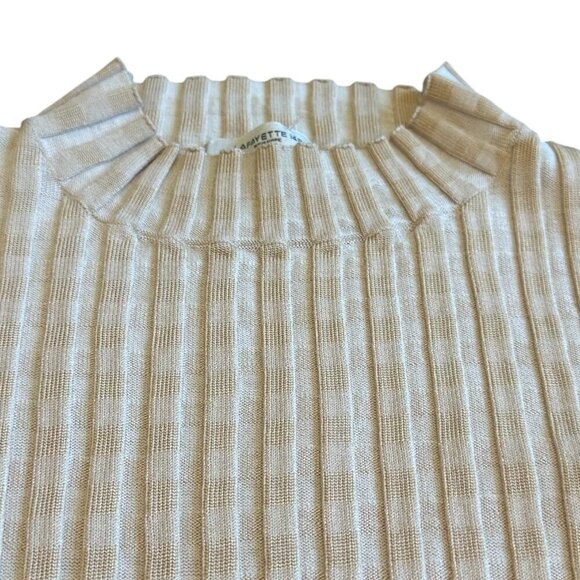 Lafayette 148 Gingham Responsible Matte Crepe Short Sleeve Sweater Stretch XS - Picture 3 of 10